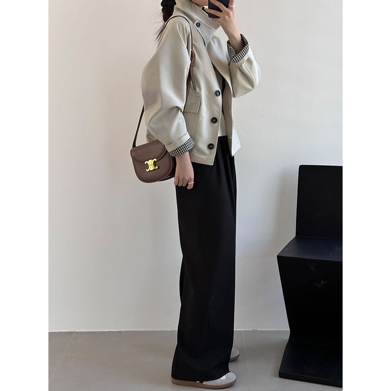 Damen Boxy Übergangsjacke mit Cordkragen und großen Pattentaschen Drune