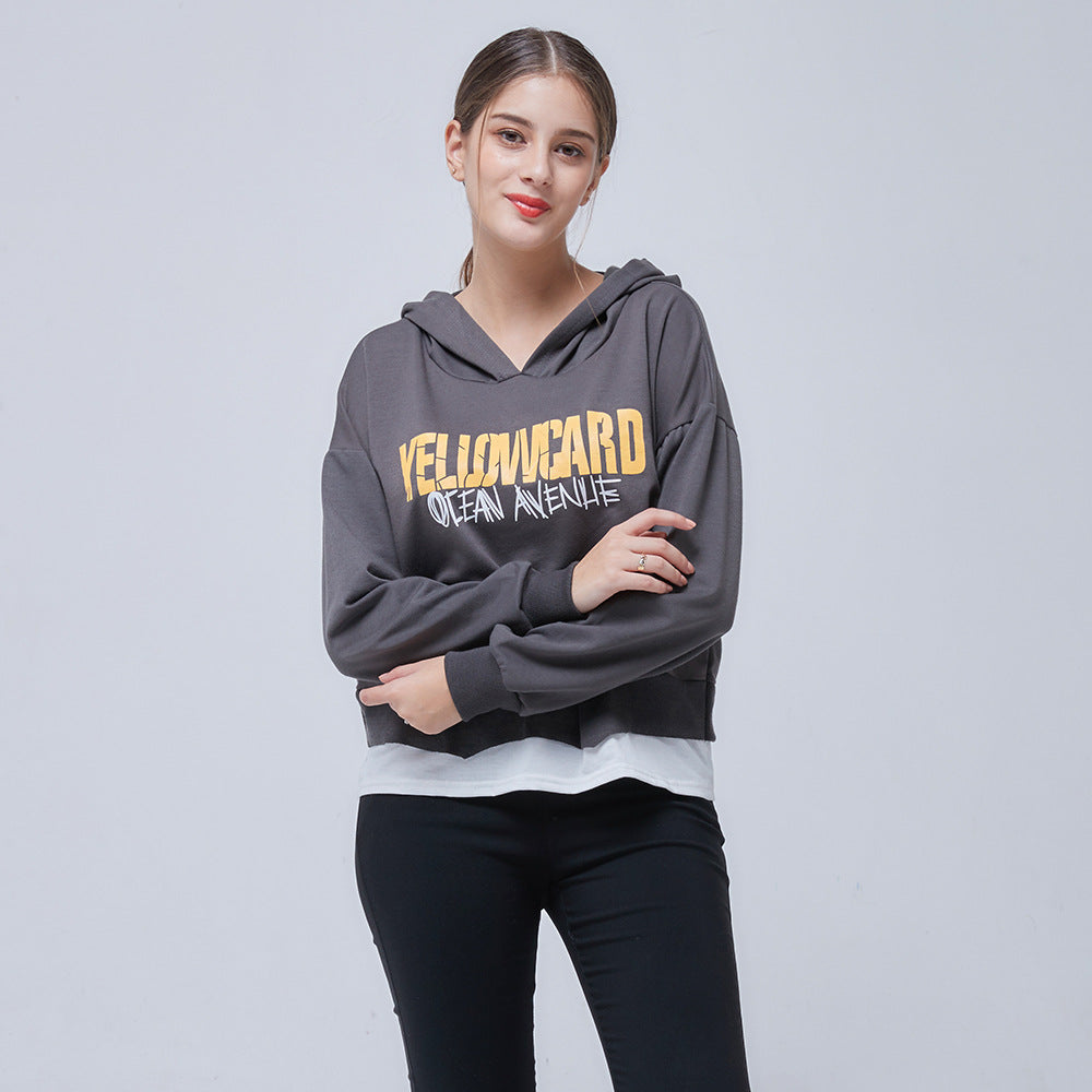 Damen Lässiger cropped Hoodie mit Grafiken Drune