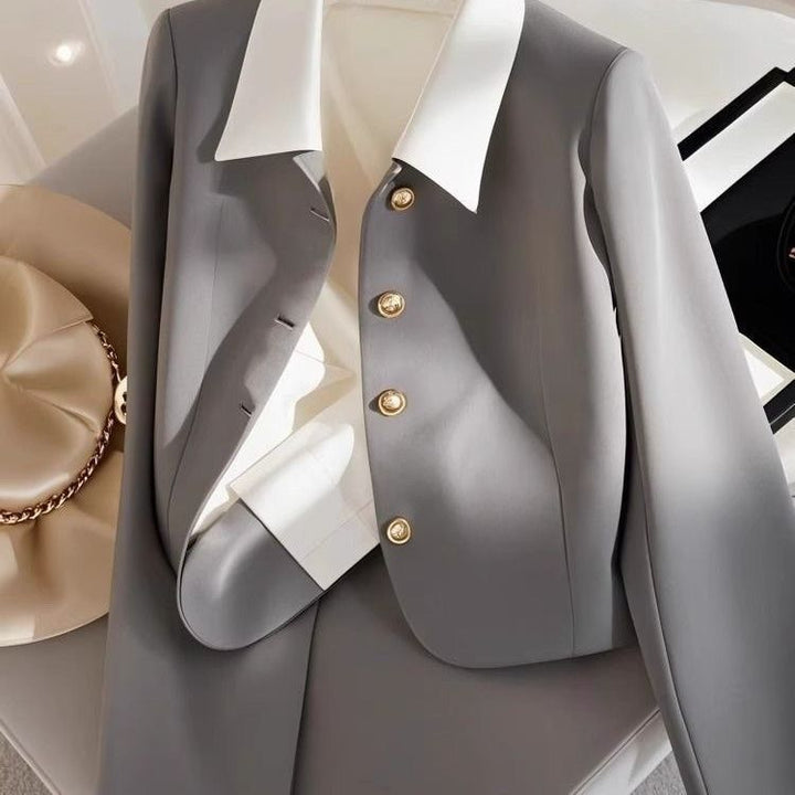 Damen Eleganter Blazer mit Goldknöpfen Drune