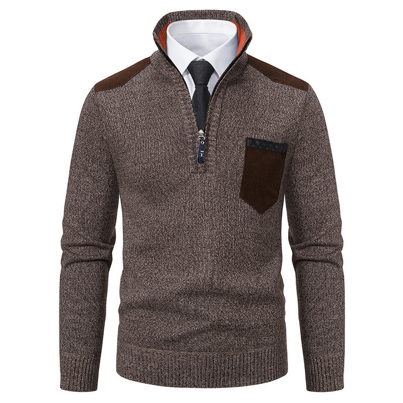 Herren modischer Pullover mit Stehkragen und praktischem Reißverschluss Drune