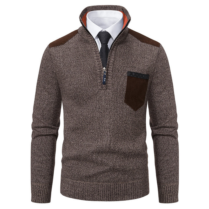 Herren modischer Pullover mit Stehkragen und praktischem Reißverschluss Drune