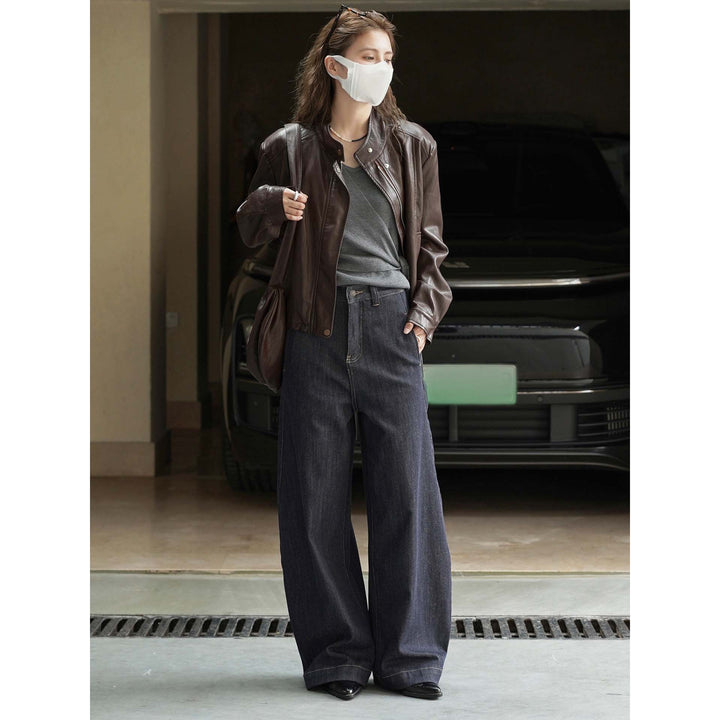 Damen Weite High‑Waist Denimhose mit extra weitem Bein und lässiger Bundverarbeitung Drune