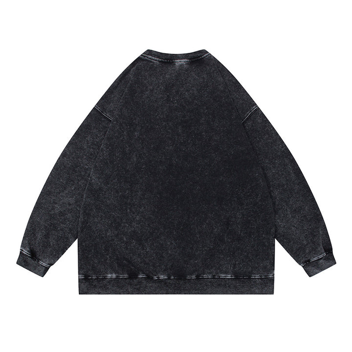 Unisex Oversize Mineralwash Rundhals-Sweatshirt mit Raglanärmeln und gerippten Bündchen Drune
