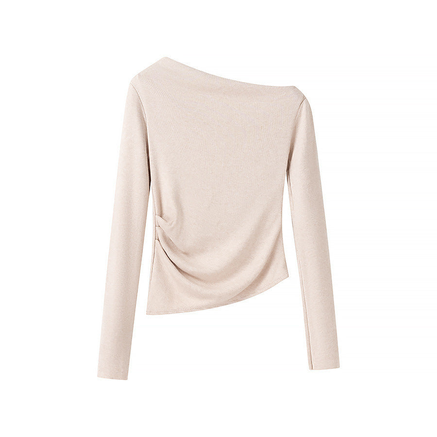 Damen Asymmetrisches One-Shoulder Langarmshirt mit Raffung Drune