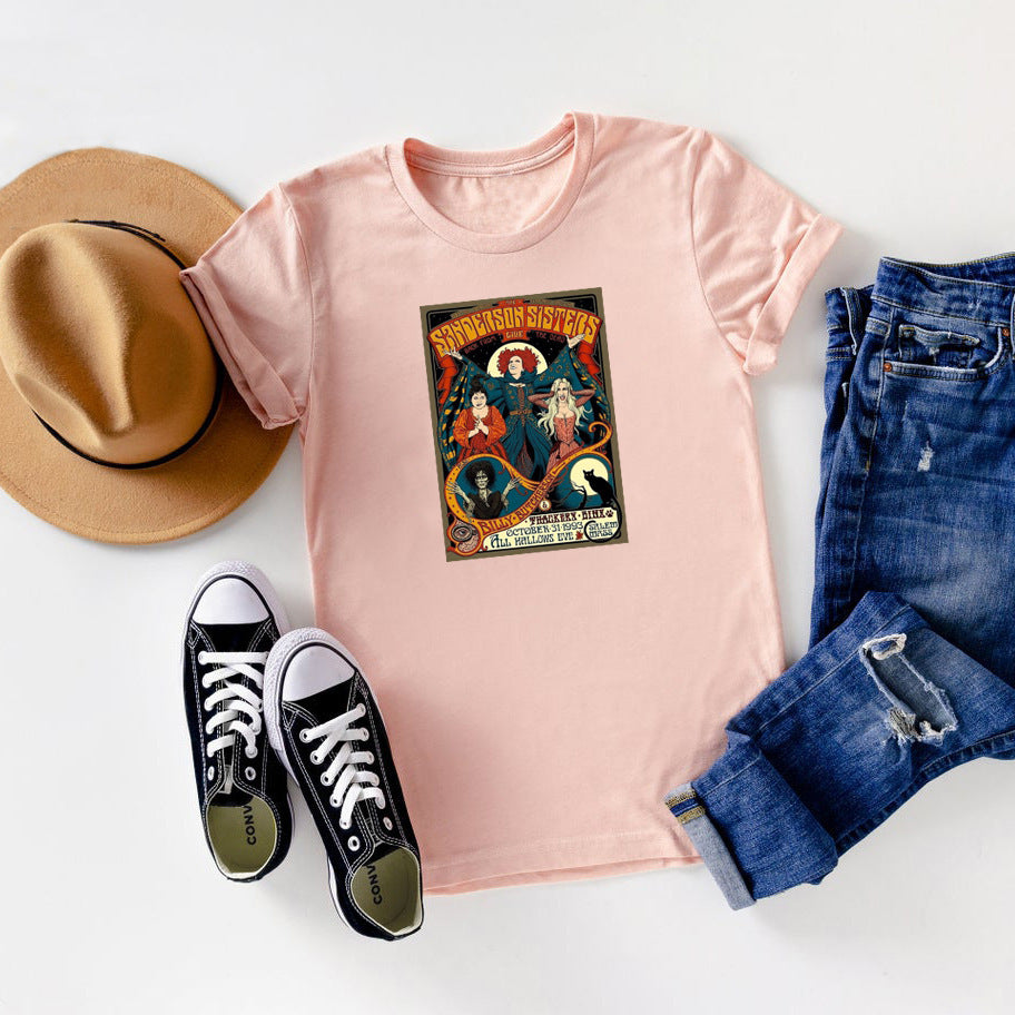 Damen Grafik-T-Shirt mit Hocus Pocus inspiriertem Design Drune