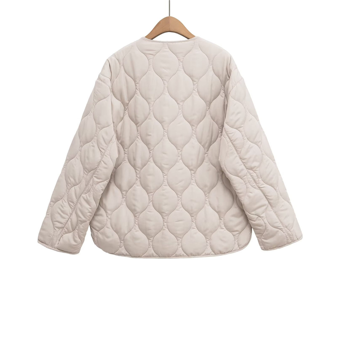 Damen nan gesteppte Oversize‑Steppjacke mit Rundhals, durchgehendem Reißverschluss und aufgesetzten Taschen Drune