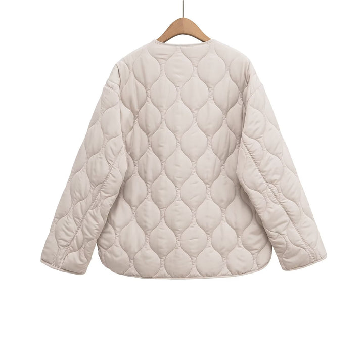 Damen nan gesteppte Oversize‑Steppjacke mit Rundhals, durchgehendem Reißverschluss und aufgesetzten Taschen Drune