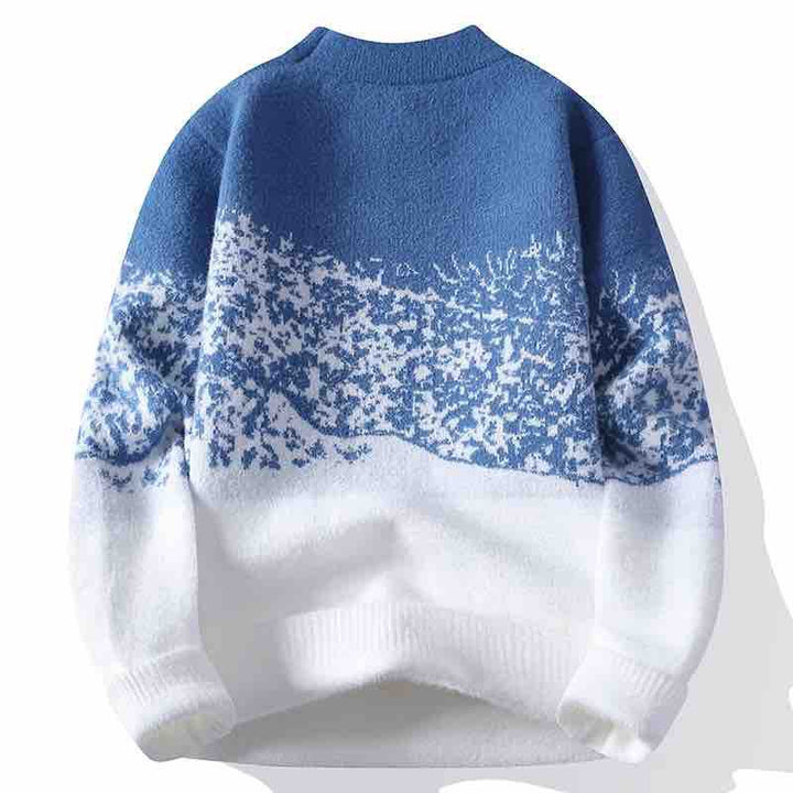 Unisex Oversized Strickpullover mit Jacquardstruktur und Rundhalsausschnitt Drune