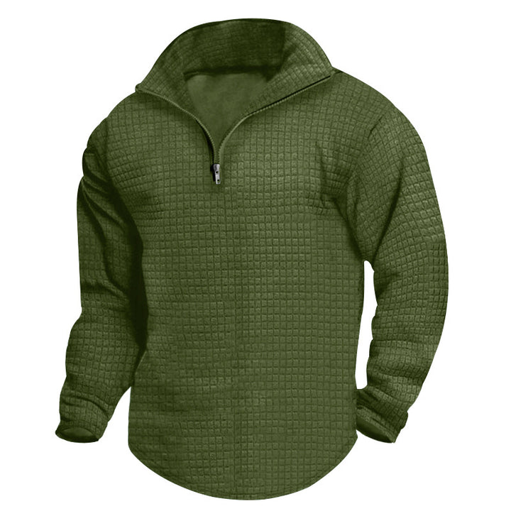 Herren strukturierter Fleece-Pullover mit hohem Kragen und halbem Reißverschluss Drune