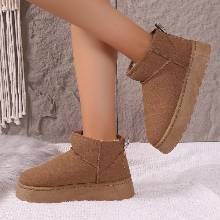Damen Gefütterte Kurzstiefel mit Plateau‑Sohle und Velours‑Optik Drune