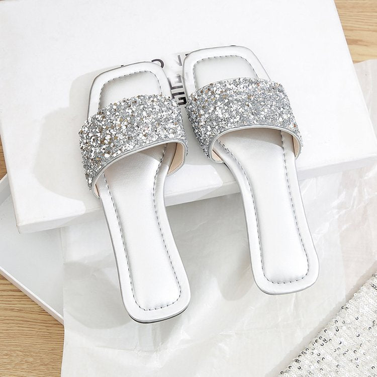 Damen Glamouröse Riemchen-Pantoletten mit funkelnder Strass-Applikation Drune