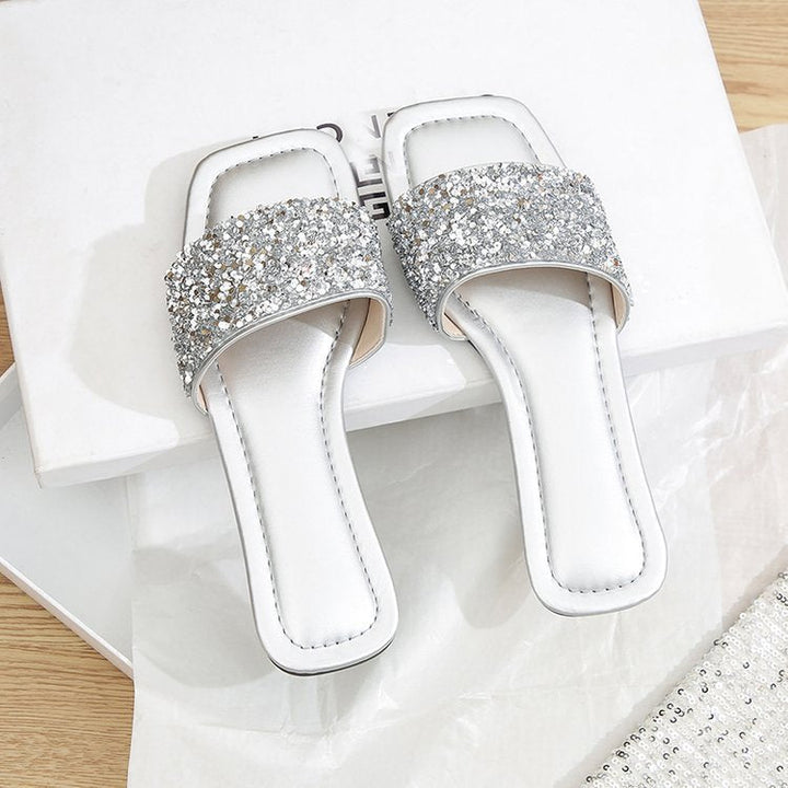 Damen Glamouröse Riemchen-Pantoletten mit funkelnder Strass-Applikation Drune