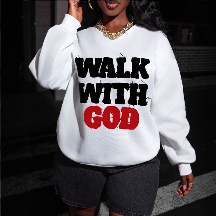 Damen nan Statement-Sweatshirt mit religiösem Typo-Print, oversized Schnitt, Rundhalsausschnitt und weichem Innenfutter Drune