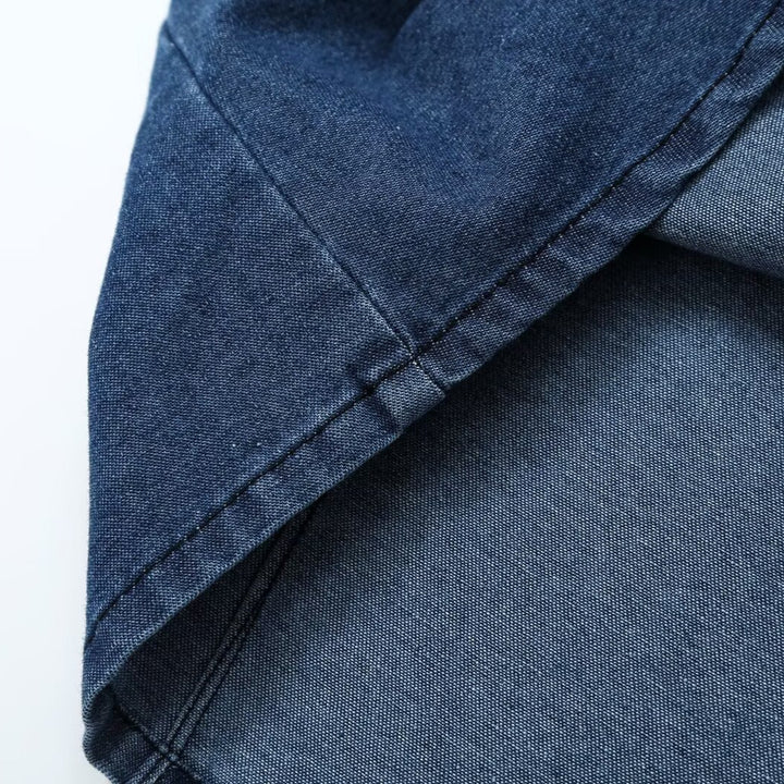 Damen Tailliertes Jeans-Top mit Schlüsselloch-Ausschnitt und durchgehender Knopfleiste Drune
