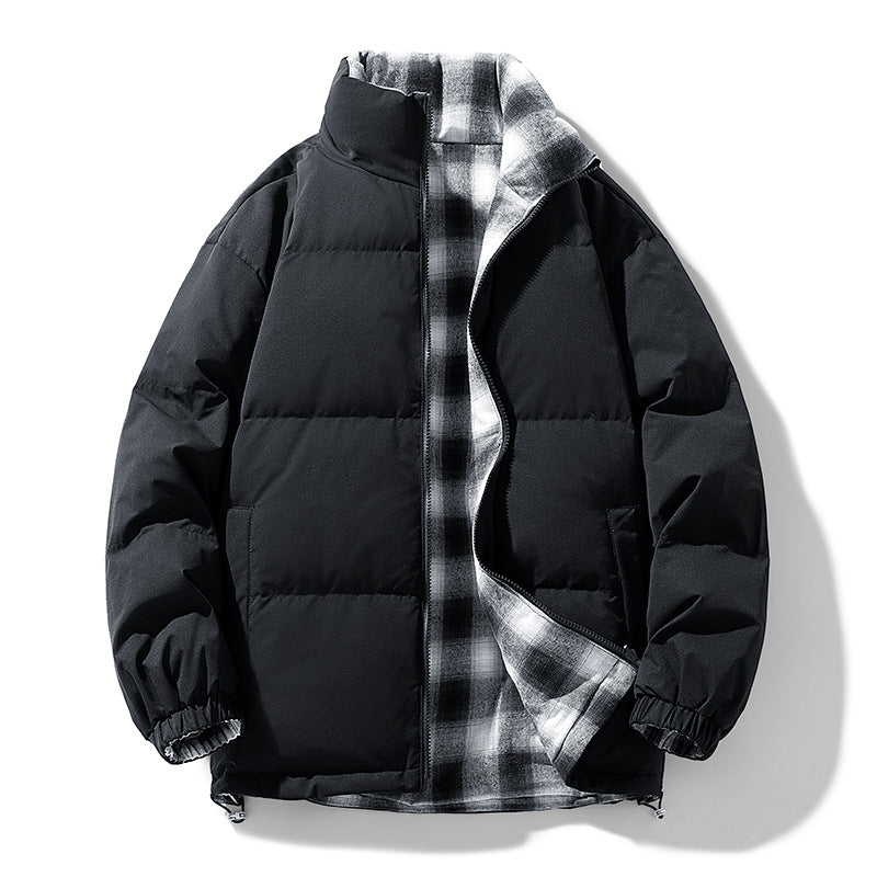 Unisex Wattierte Übergangsjacke mit kariertem Innenfutter und Stehkragen Drune