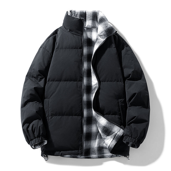 Unisex Wattierte Übergangsjacke mit kariertem Innenfutter und Stehkragen Drune
