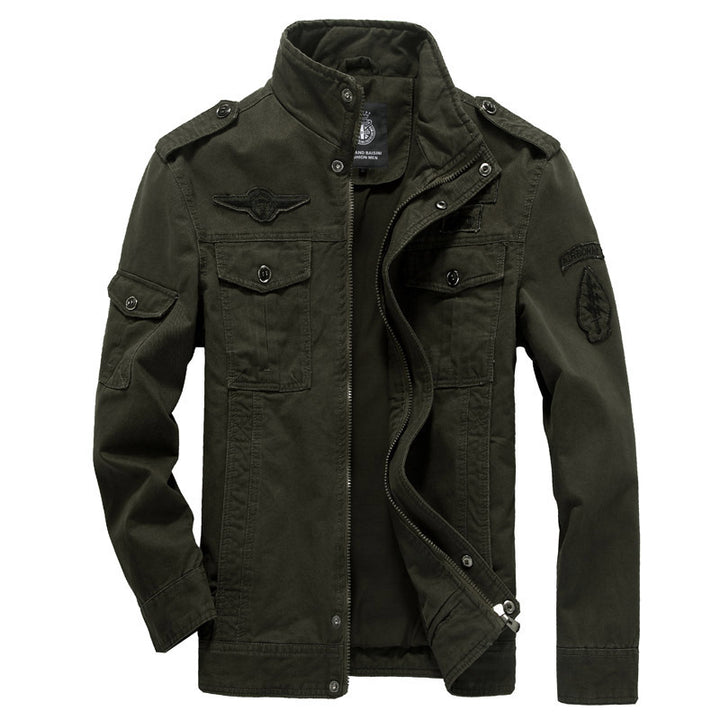 Herren nan leichte Canvas-Fieldjacke im Military-Stil mit Stehkragen, Schulterklappen und aufgesetzten Brust- und Ärmeltaschen Drune