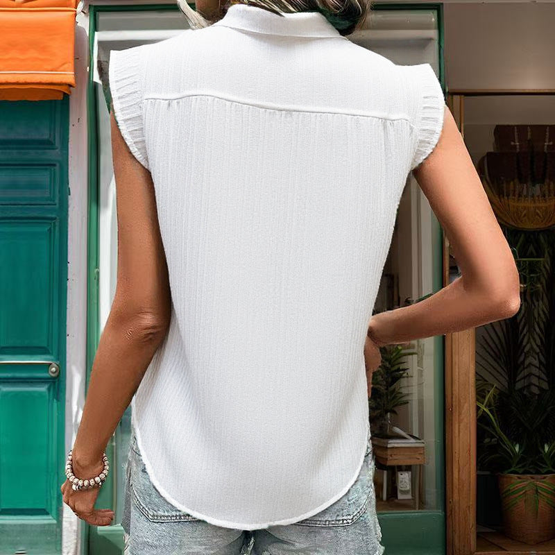 Damen Bluse mit Rüschendetails und kurzem Ärmel Drune