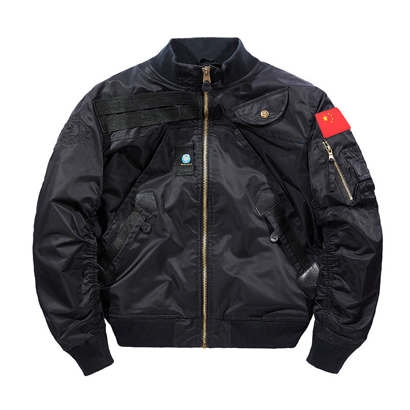 Herren Wattierte Bomberjacke im Pilotendesign mit Utility-Taschen und Rippbündchen Drune