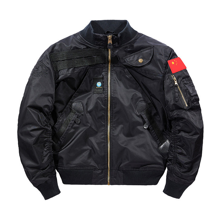 Herren Wattierte Bomberjacke im Pilotendesign mit Utility-Taschen und Rippbündchen Drune
