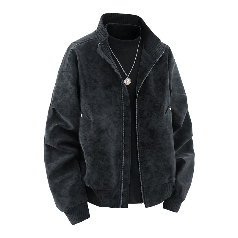Herren Modische Bomberjacke aus Kunstleder Drune