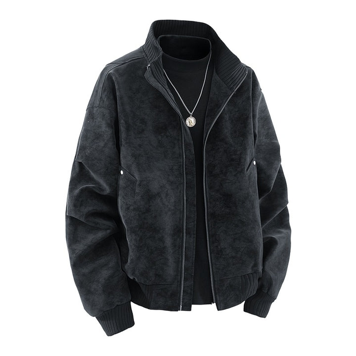 Herren Modische Bomberjacke aus Kunstleder Drune