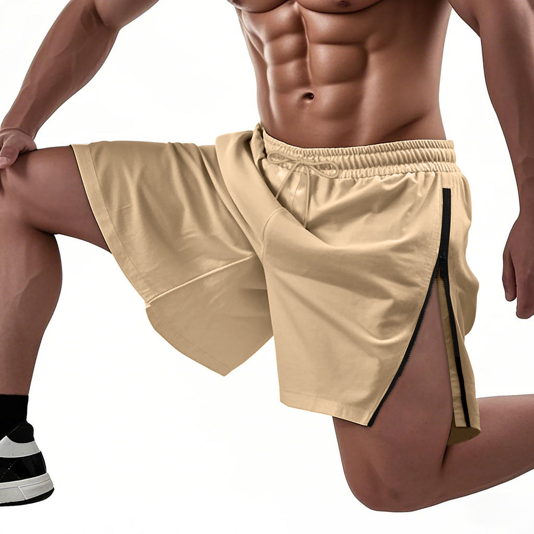 Herren Sportliche Funktionsshorts mit seitlichem Reißverschluss und elastischem Bund Drune