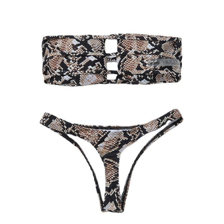 Damen Bandeau-Bikini mit schickem Schlangenmotiv Drune