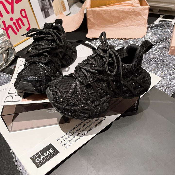 Damen Glamouröse Chunky‑Sneaker mit komplettem Strassbesatz und profilierter Gummisohle Drune