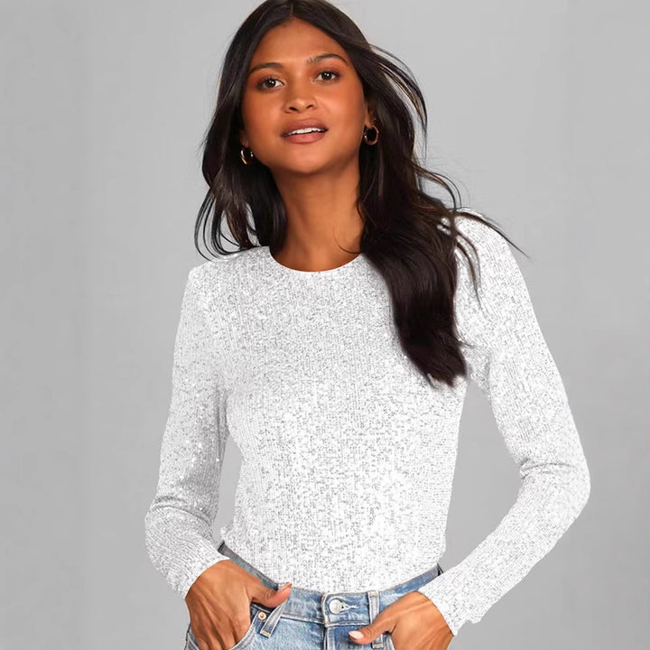 Damen Glitzerndes Bodysuit mit langen Ärmeln und schimmerndem Obermaterial Drune