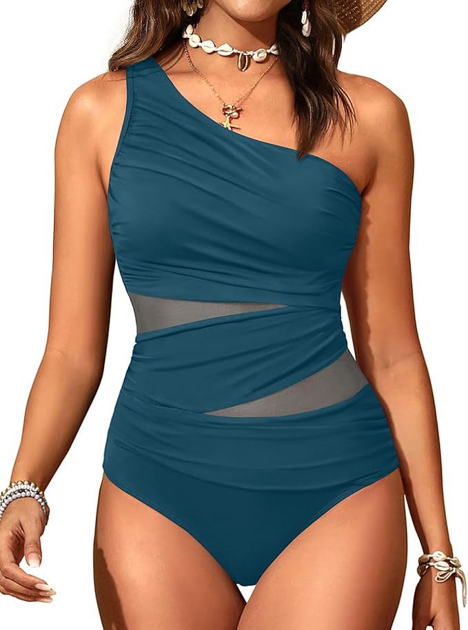 Damen stilvoller Badeanzug mit asymmetrischem Schnitt Drune