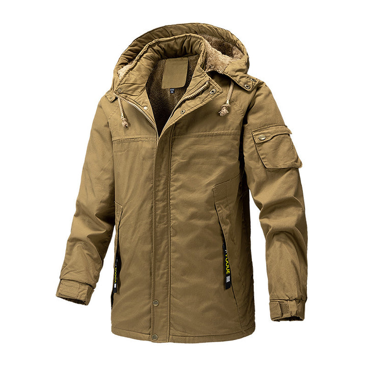 Herren Canvas-Parka mit Sherpa-Innenseite, verlängerter Schnitt und Utility-Ärmeltasche Drune