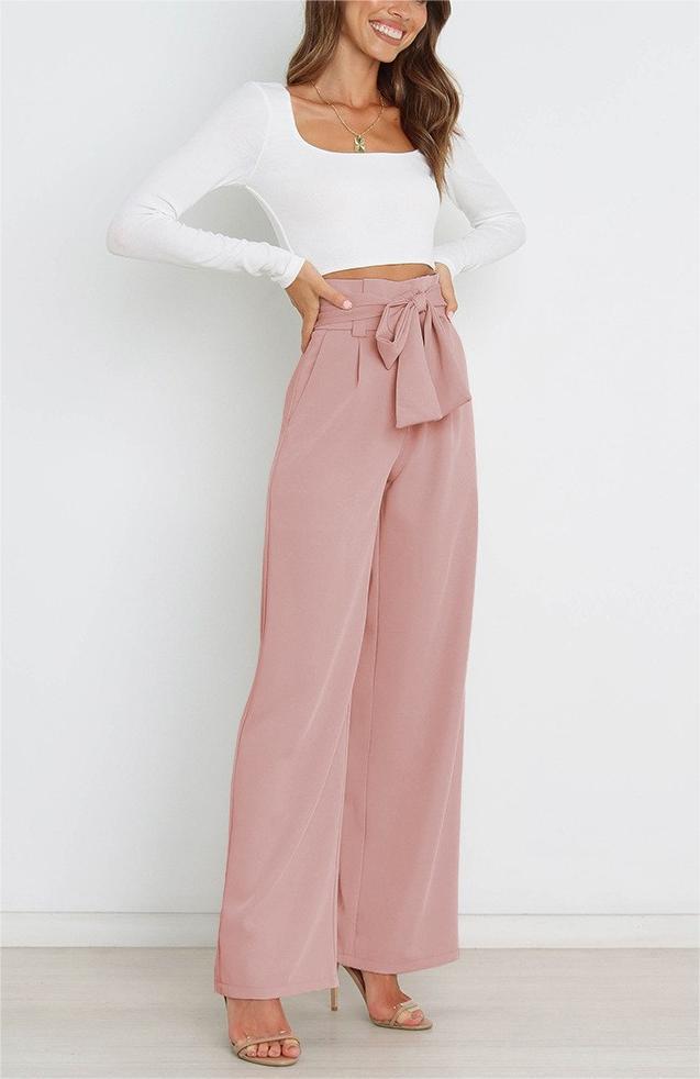 Damen Weitgeschnittene Hose mit dekorativem Bindegürtel Drune
