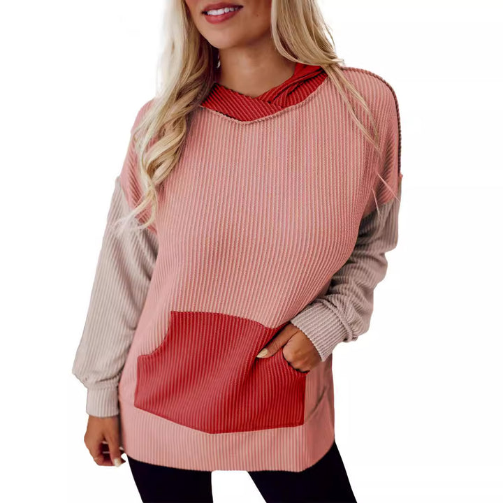 Damen lässiger Kapuzenpullover mit strukturiertem Design und praktischen Taschen Drune