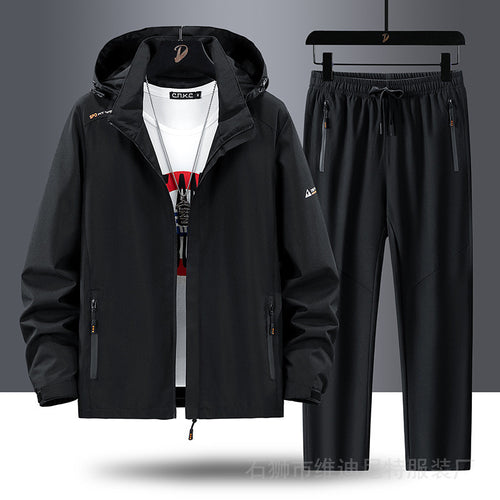 Herren Tragbare Outdoor-Jacke mit sportlichen Jogginghosen Drune