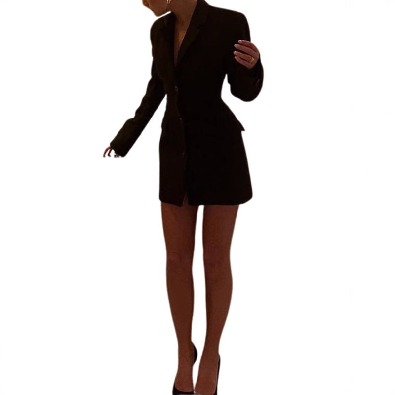 Damen Stylish Blazer-Kleid mit figurbetontem Schnitt und modischen Akzenten Drune