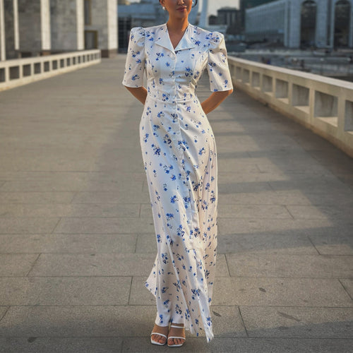 Damen Maxikleid mit puffärmeligem Schnitt Drune