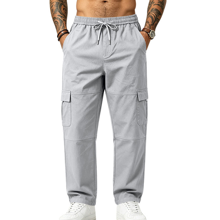 Herren locker geschnittene multifunktionale Cargohose aus Baumwollmischung mit Kordelbund Drune
