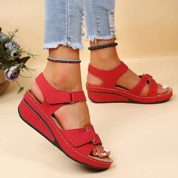 Damen Komfort-Sandalen mit verstellbaren Klett- und Schnallenriemen sowie ergonomischem Fußbett Drune