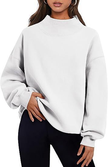Damen lässiger Sweatpullover mit hohem Kragen und weiten Ärmeln Drune