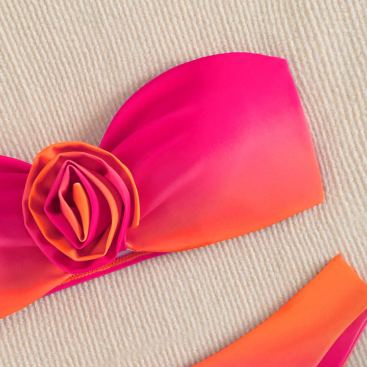Damen Bandeau-Bikini mit floralem Herzdesign Drune