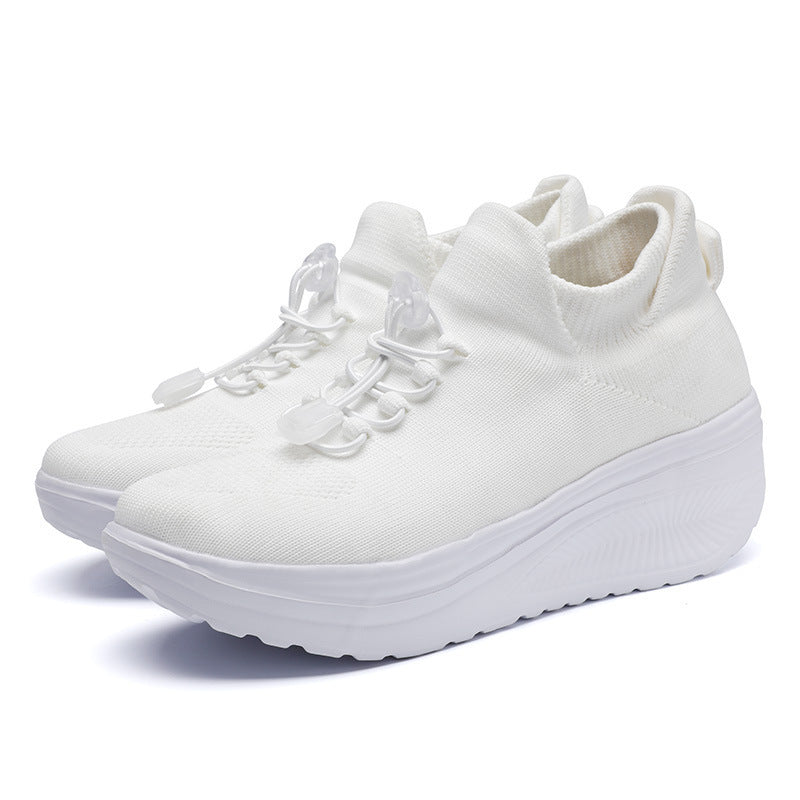 Damen Keil‑Plateau‑Sneaker mit Strickschaft, Sock‑Design und Schnellzug‑Schnürung Drune
