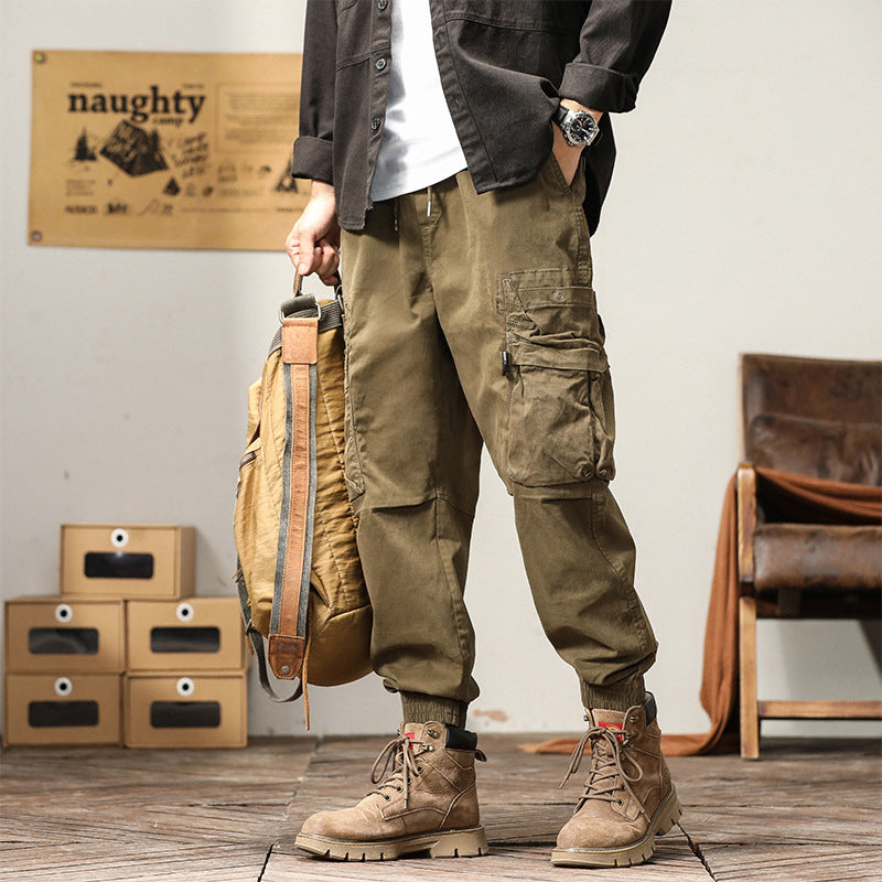 Herren Robust-Canvas Cargo-Jogger mit elastischem Komfortbund, Sicherheits-Pattentaschen und Knieabnähern Drune