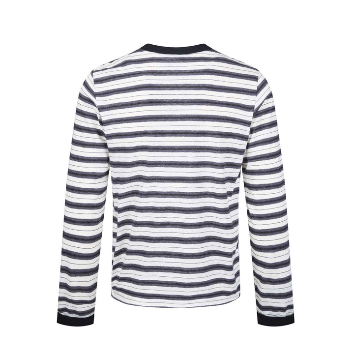 Herren Langarm-Henleyshirt mit gestreifter Struktur und Kontrastkragen Drune