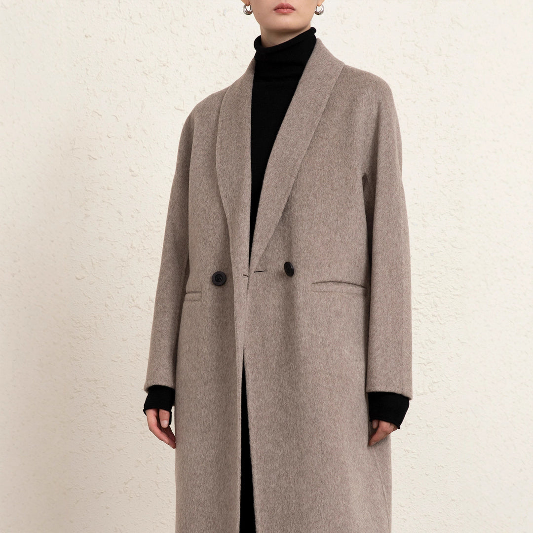 Damen Klassischer Oversized Wollmix Mantel Drune