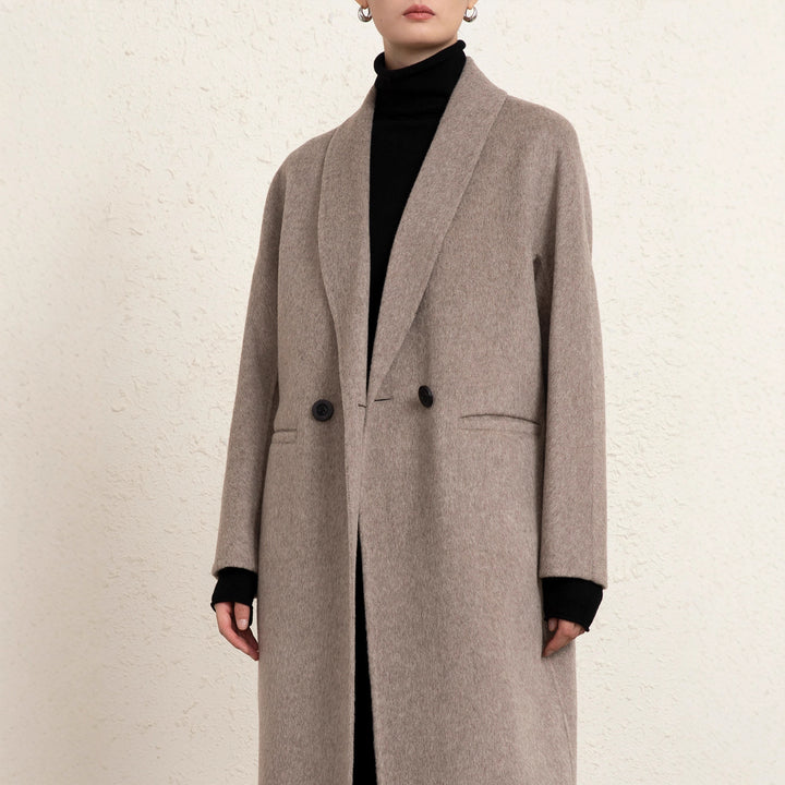 Damen Klassischer Oversized Wollmix Mantel Drune