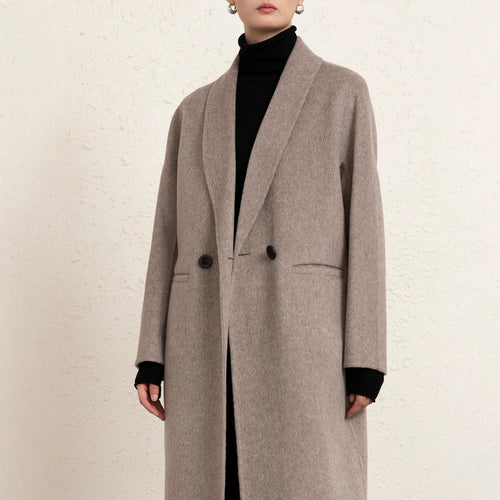 Damen Klassischer Oversized Wollmix Mantel Drune