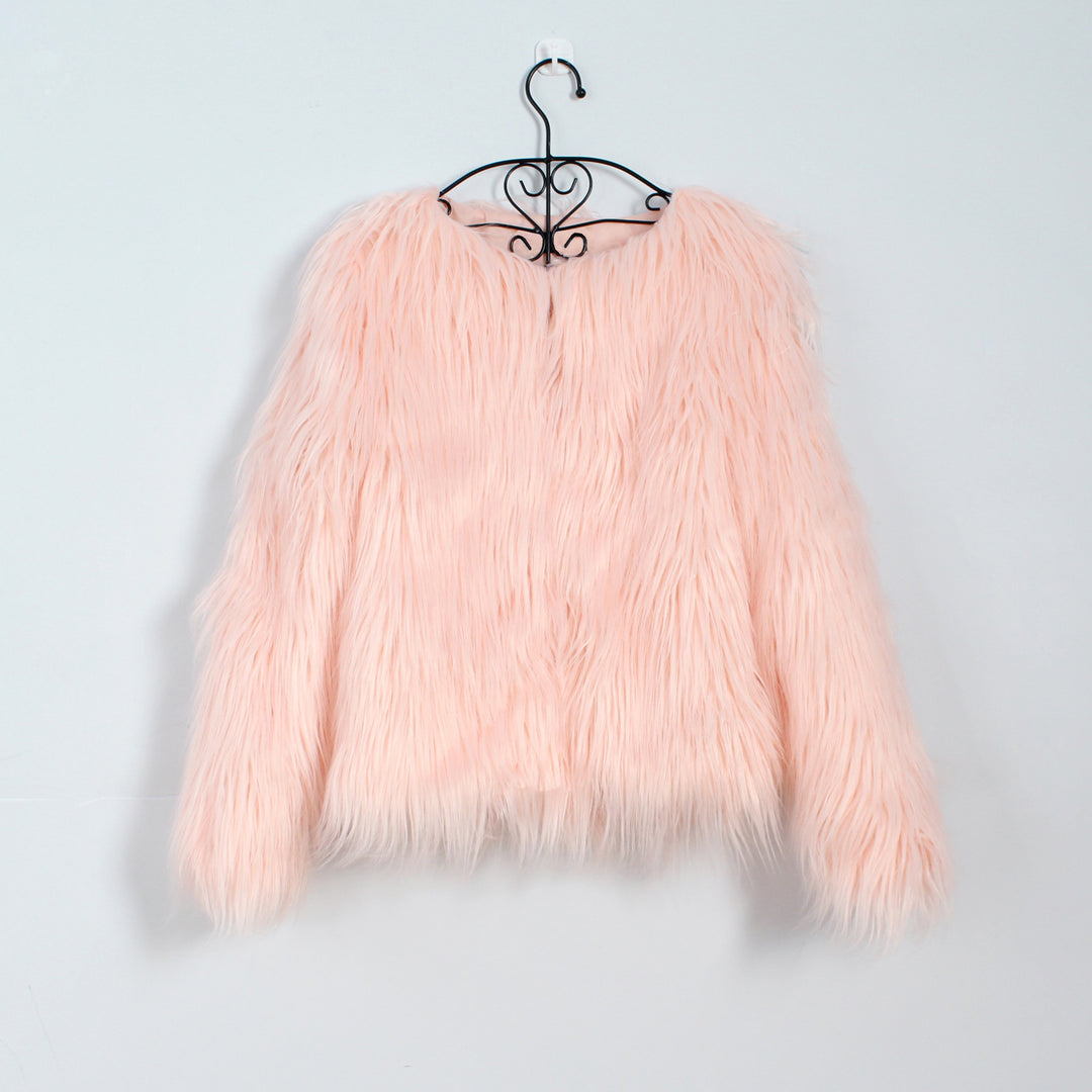 Damen Flauschige Kunstpelzjacke mit lässigem Schnitt Drune