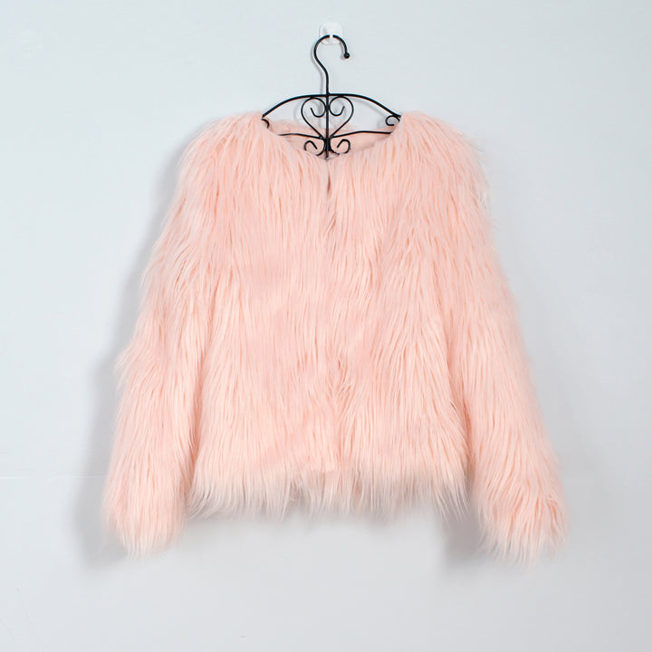 Damen Flauschige Kunstpelzjacke mit lässigem Schnitt Drune
