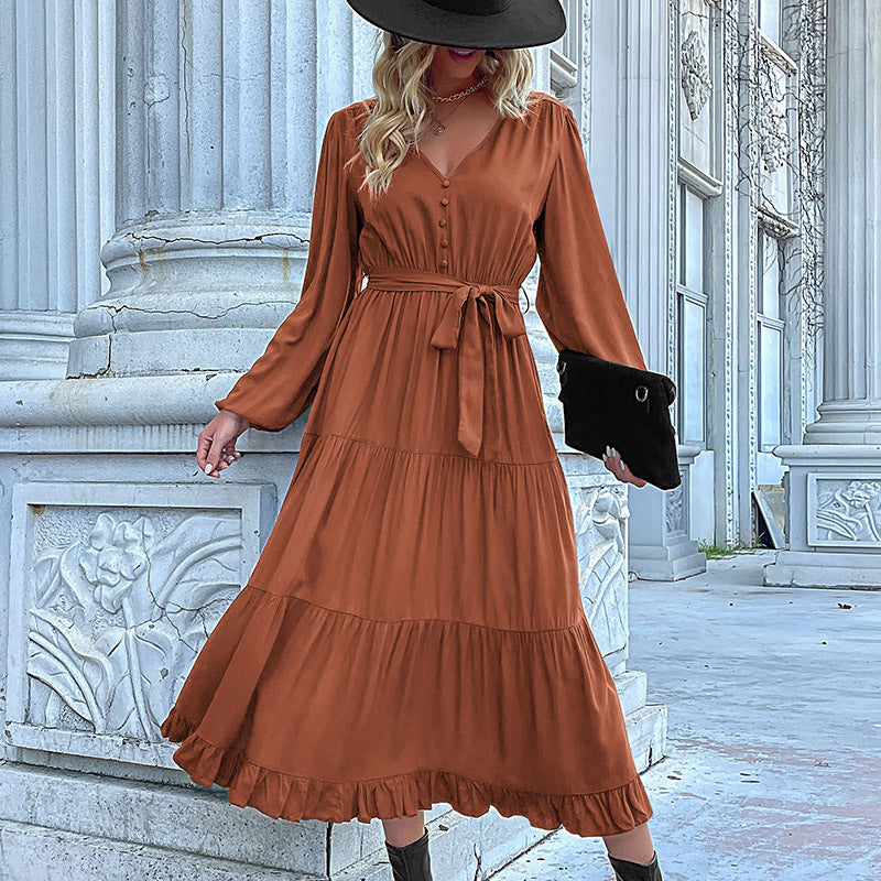 Damen Lange Bluse mit Taillengürtel Drune